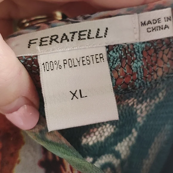 Faratelli Multi-colored Women's XL Artsy Sleevely Flowy Layered Top - Picture 8 of 10